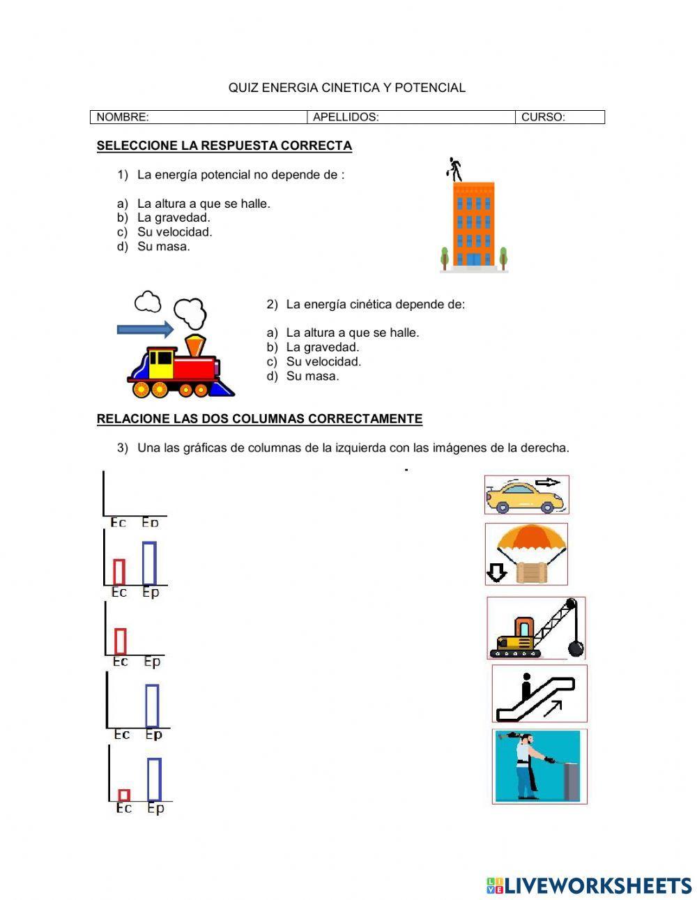 Quiz energía cinética y potencial