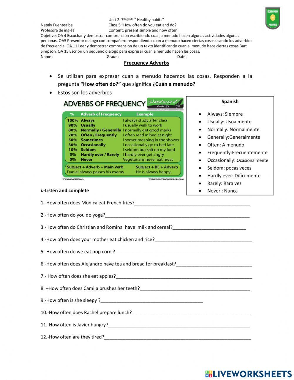 Class 5 unit 2 7th grade