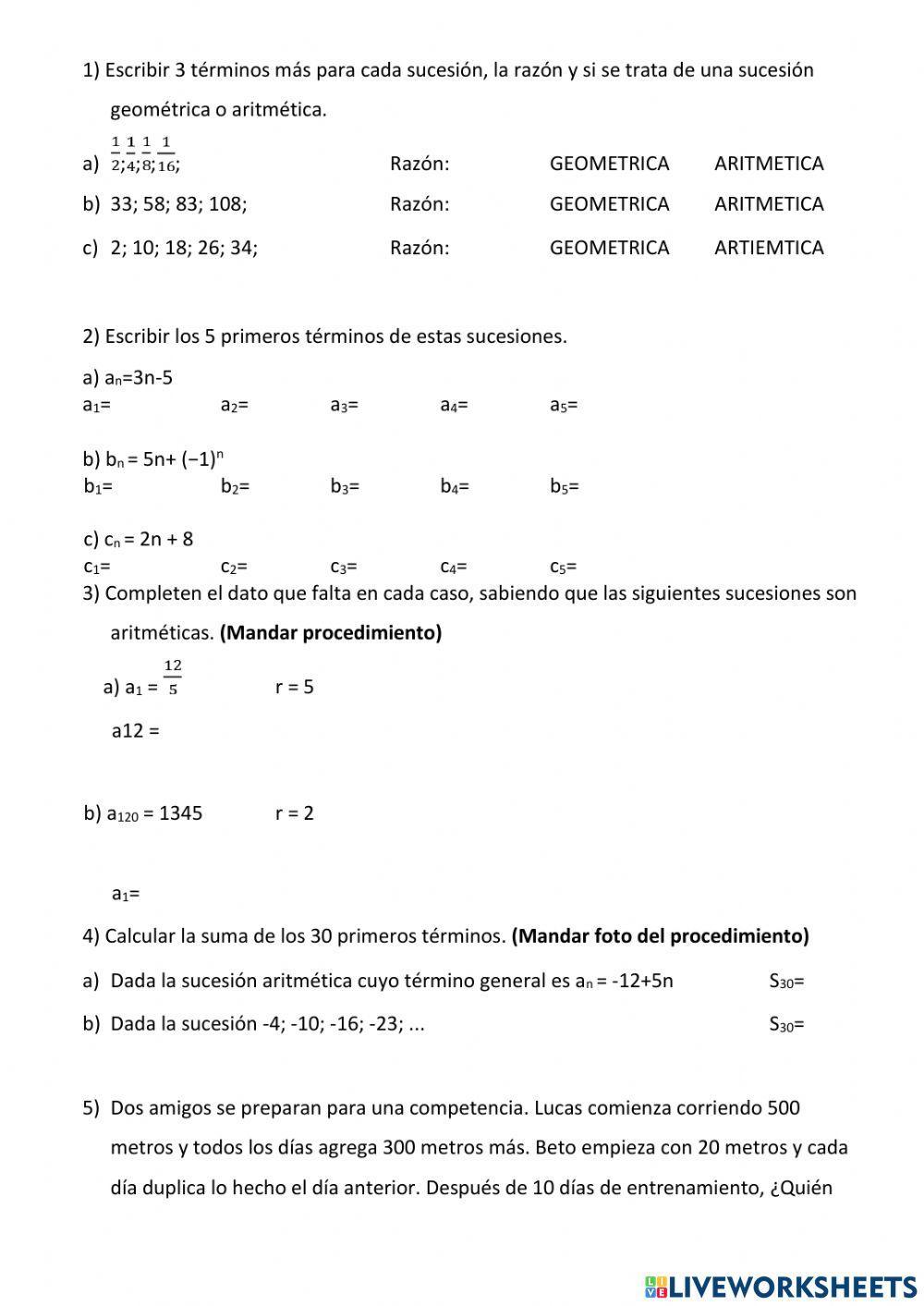 Práctico sucesiones