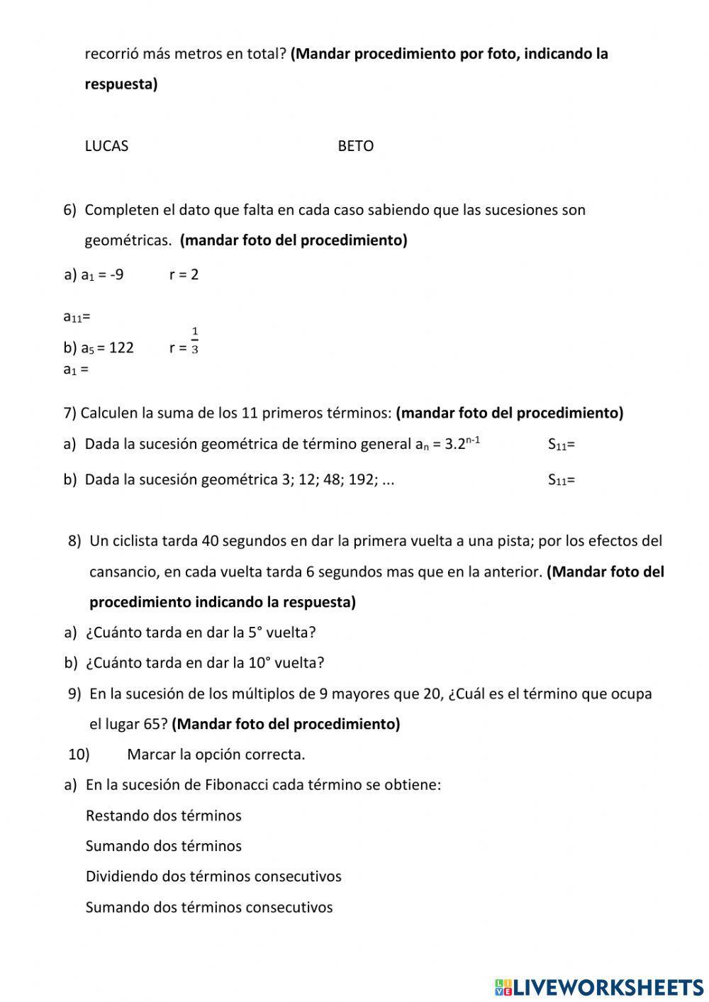 Práctico sucesiones