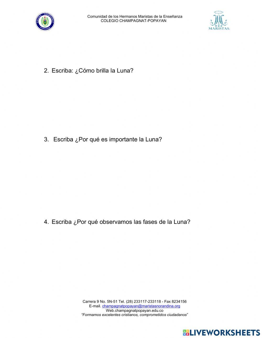 Taller movimientos de la tierra y fases de la luna