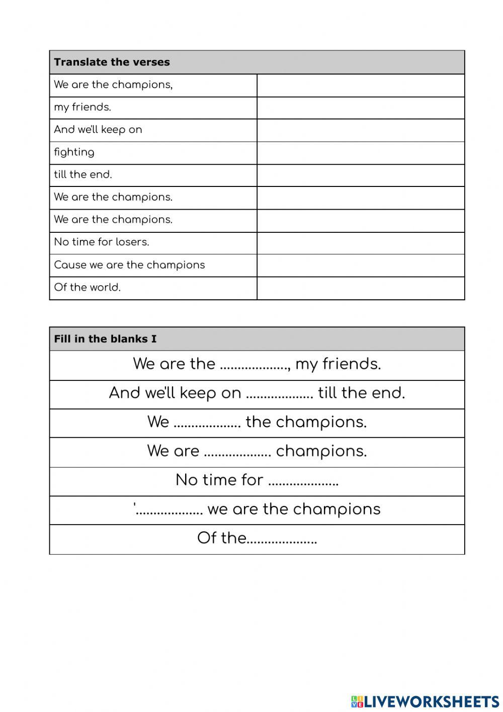 We are the campions-English-Spanish