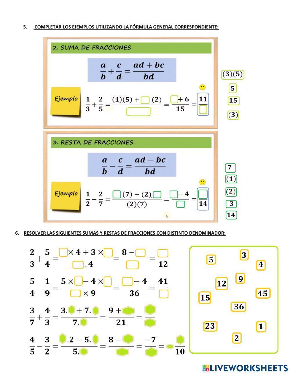 Suma y resta de números racionales