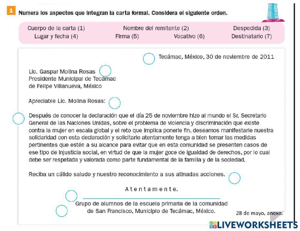 Partes de una carta de opinión