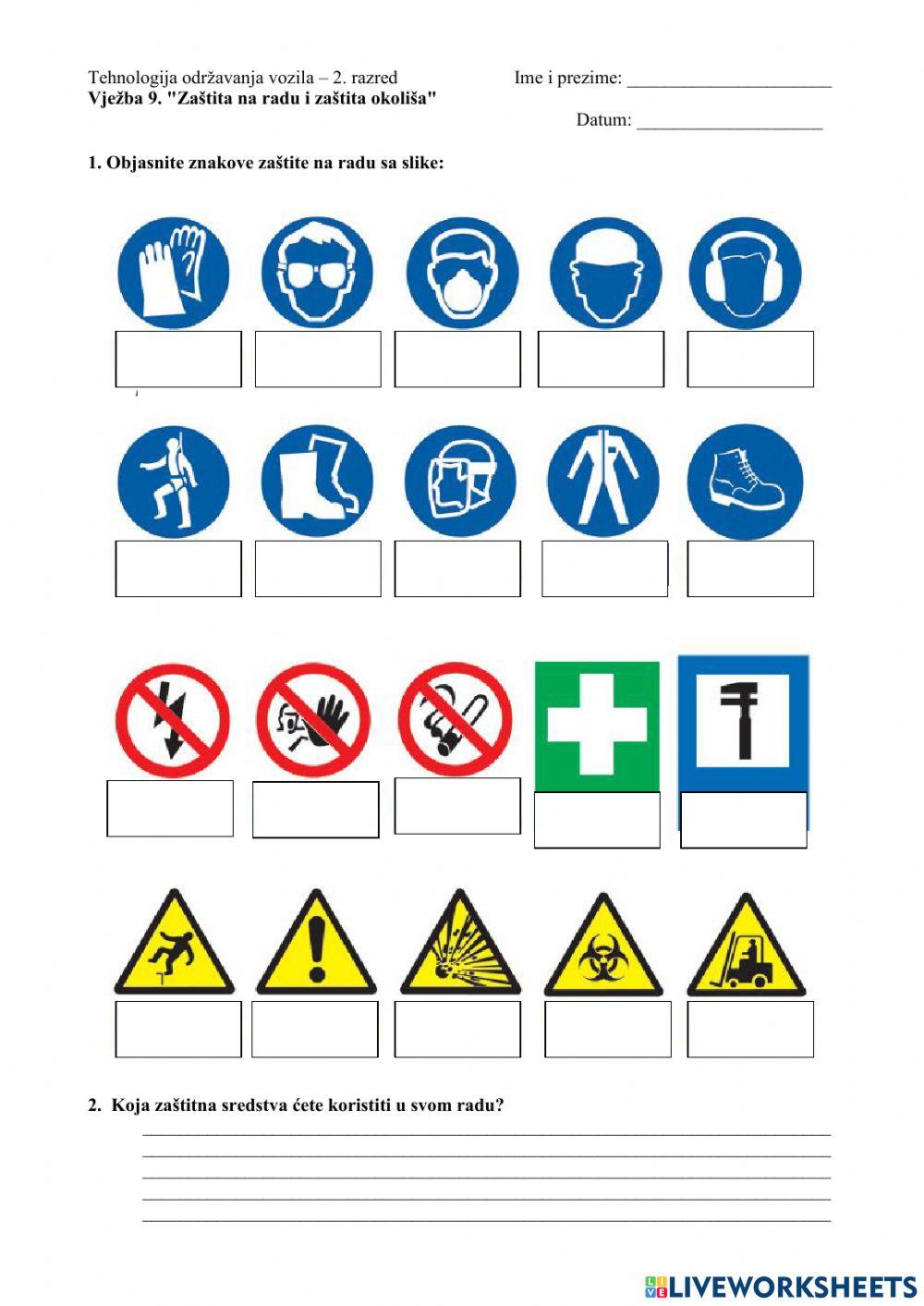 Vježba 9 - Zaštita na radu i zaštita okoliša