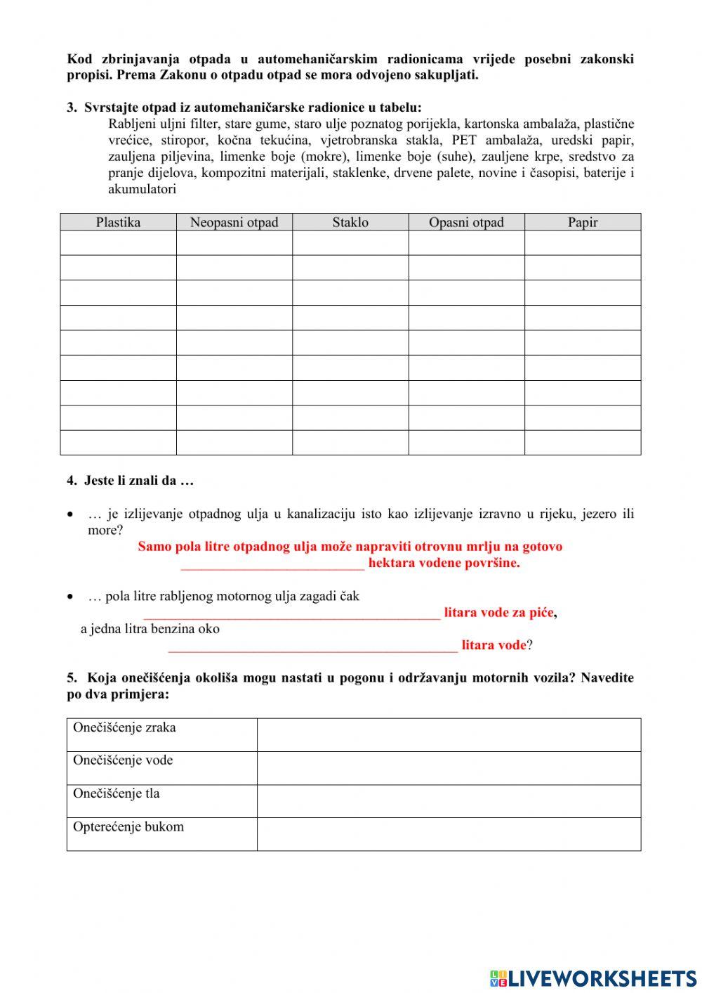 Vježba 9 - Zaštita na radu i zaštita okoliša