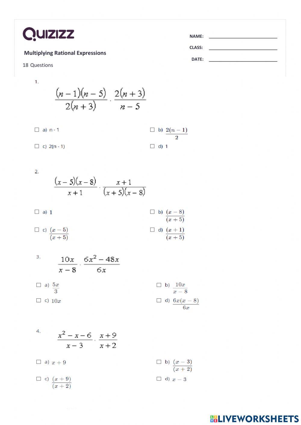 Final math test - 9th grade worksheet | Live Worksheets