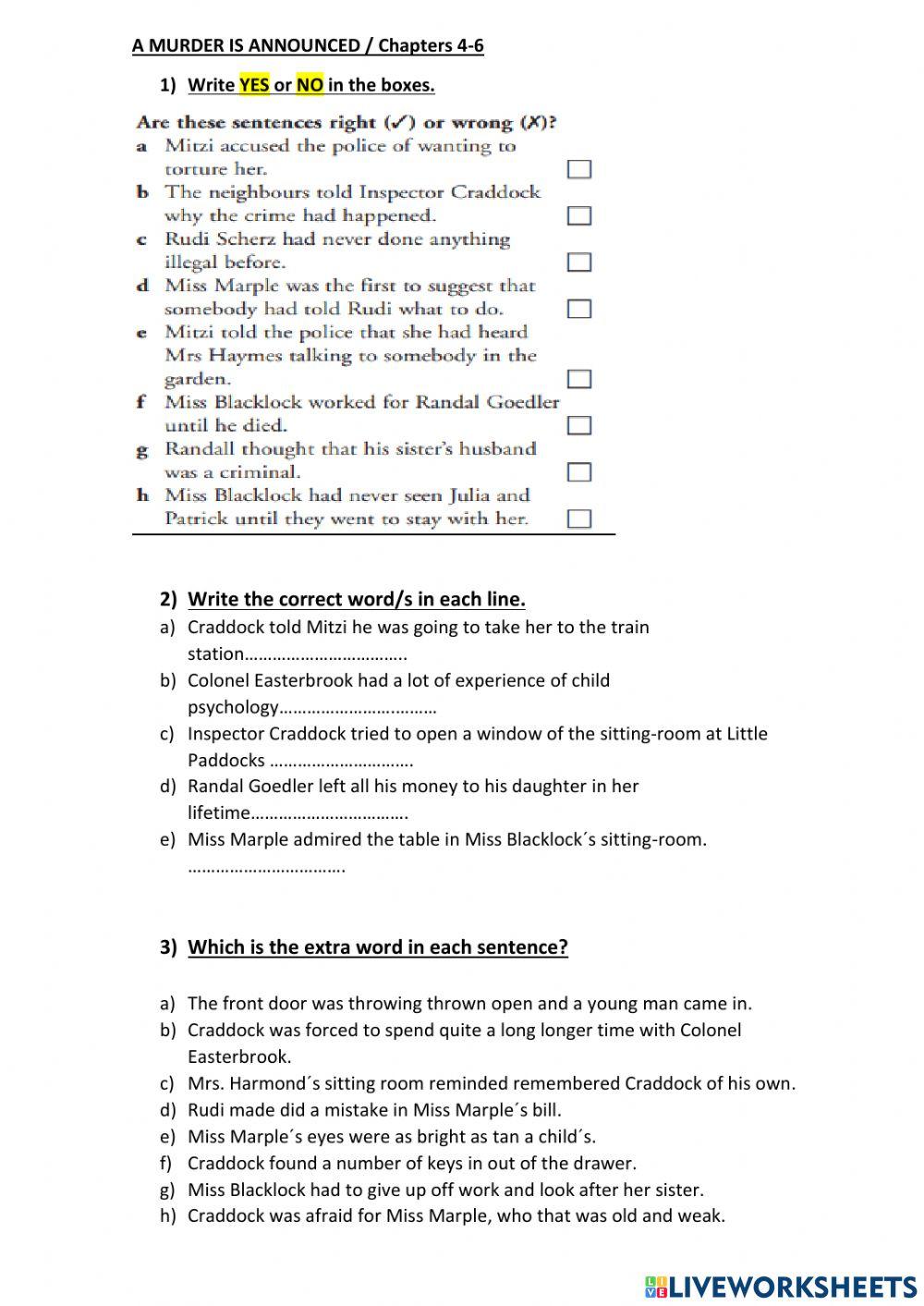 A MURDER IS ANNOUNCED Ch. 5-6