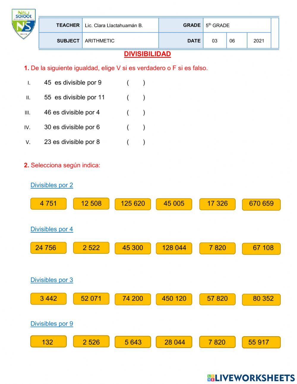 Criterios de divisibilidad