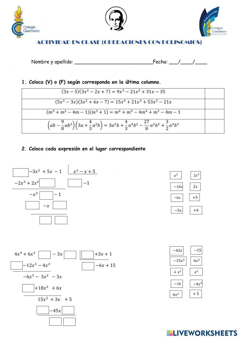 Multiplicación y división de polinomios