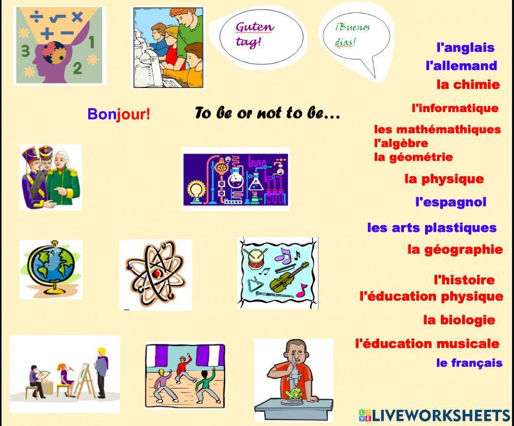 Les matières scolaires