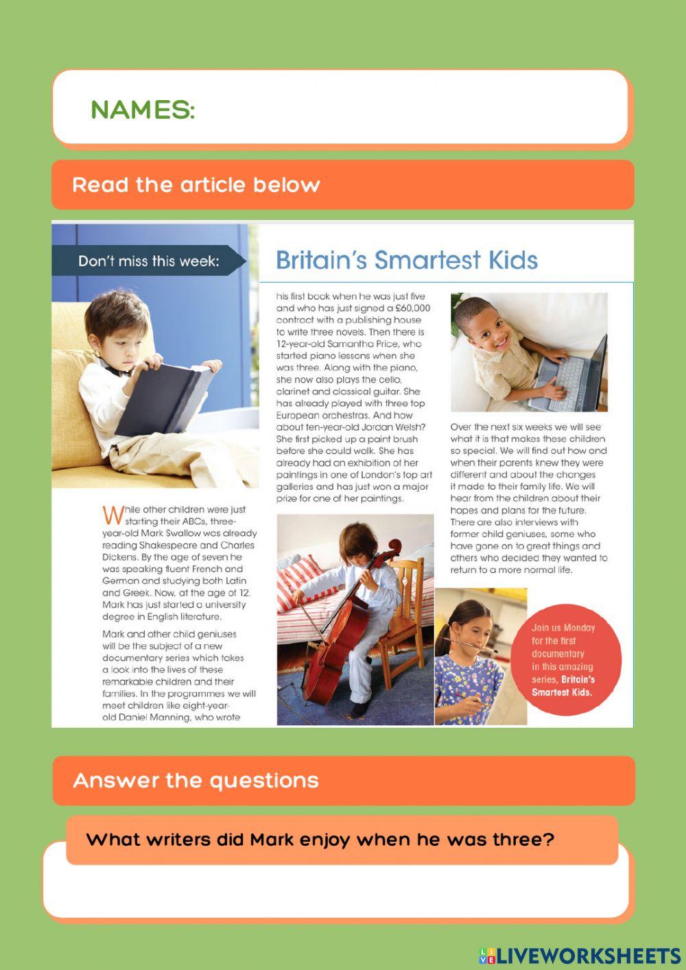 Britain smartest kids