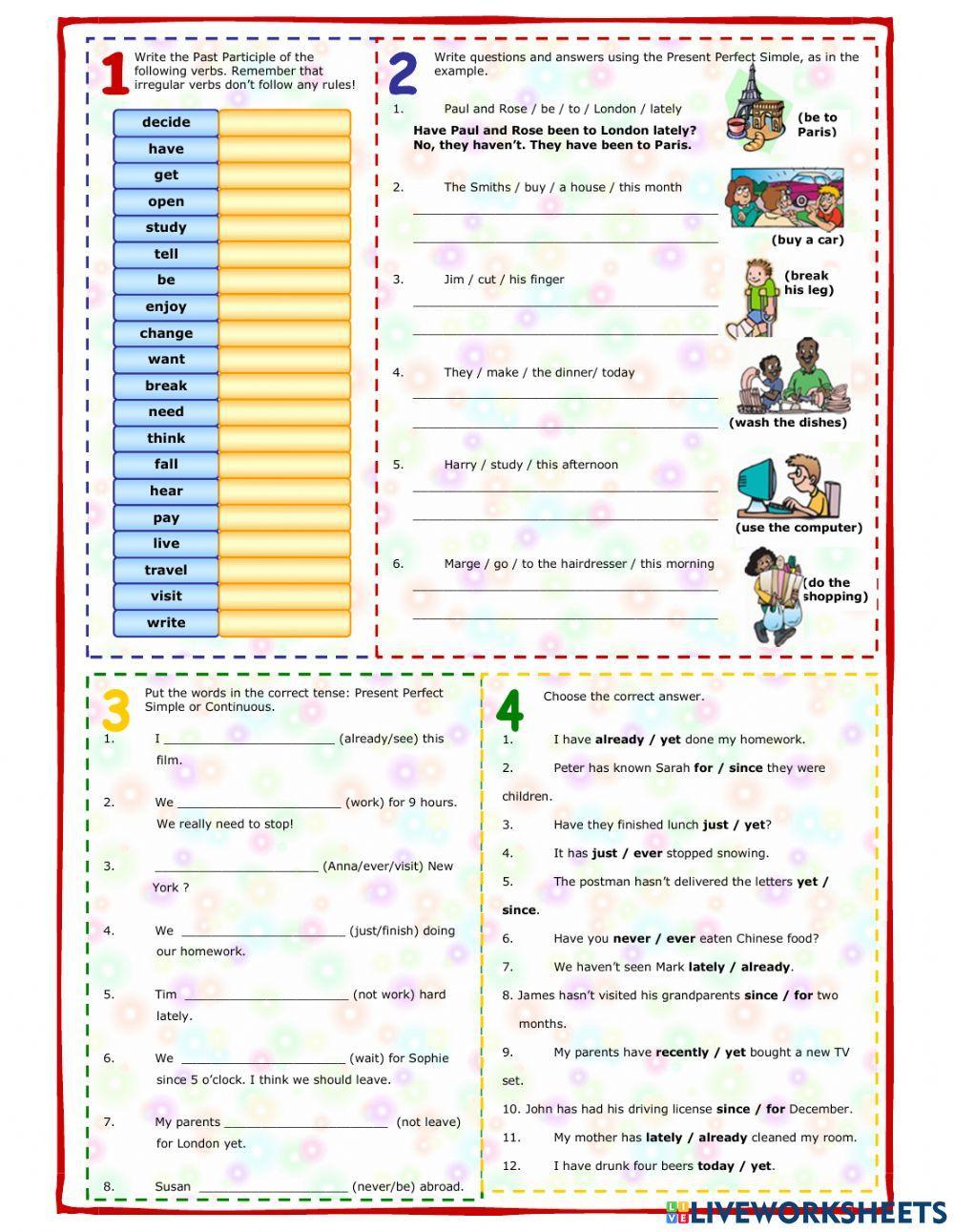 Present perfect simple and continuous