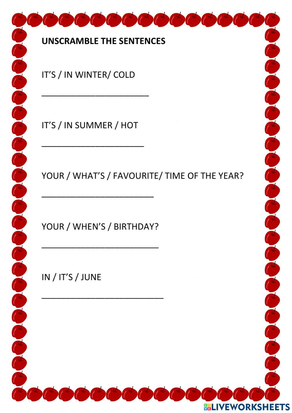 Seasons, weather and alphabet