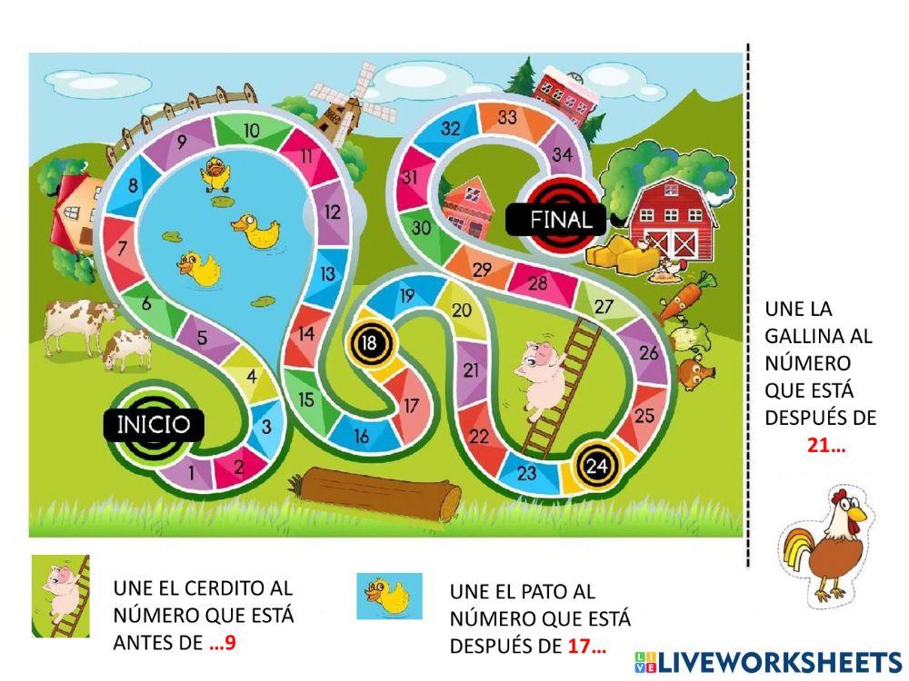 Tablero con animales de granja