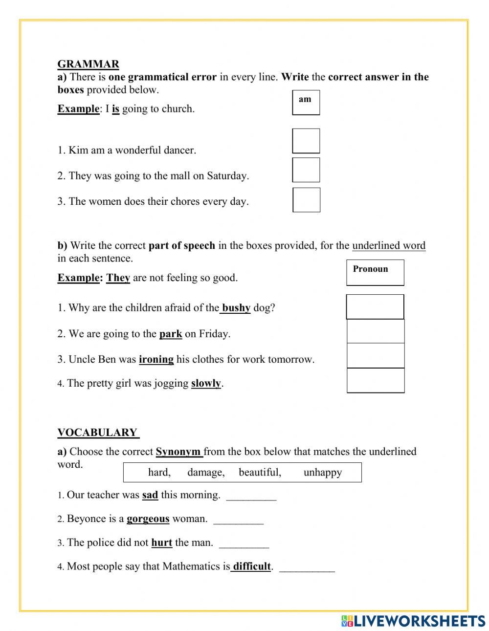 ENGLISH LANGUAGE ARTS TEST STD 1 2021 TERM THREE