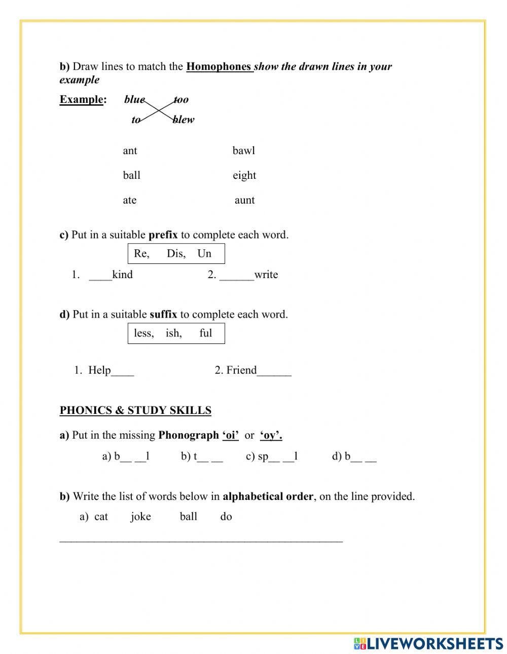 ENGLISH LANGUAGE ARTS TEST STD 1 2021 TERM THREE