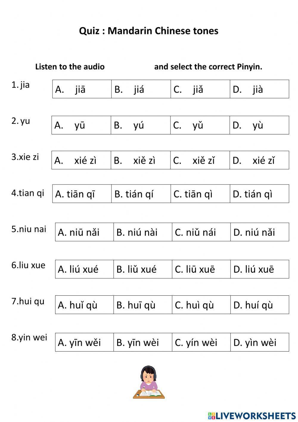 Mandarin Chinese tones