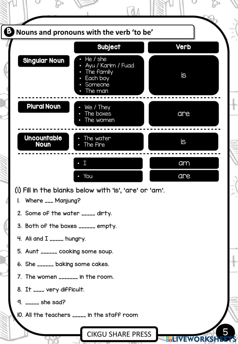 Subject verb agreement set 1