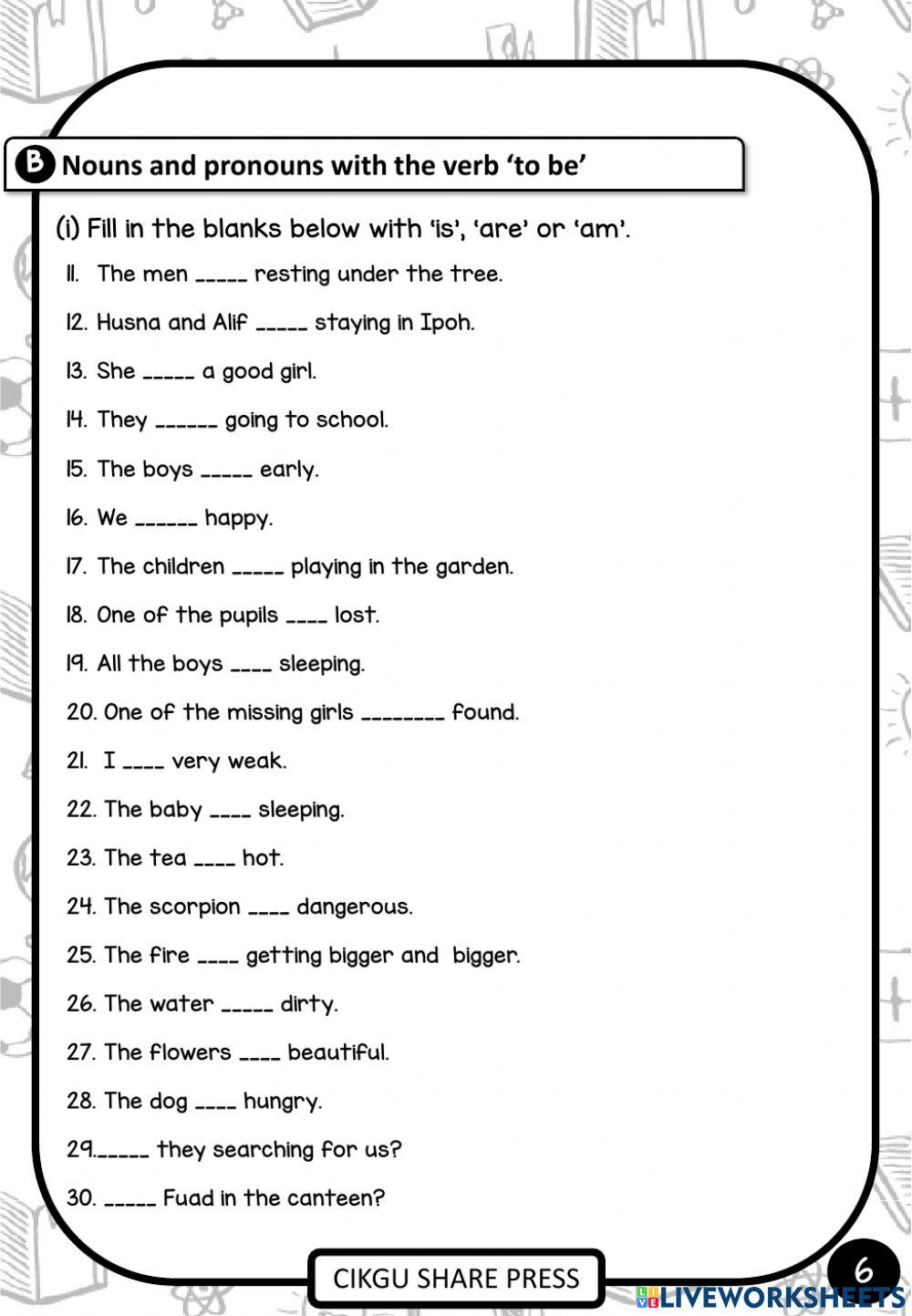 Subject verb agreement set 1