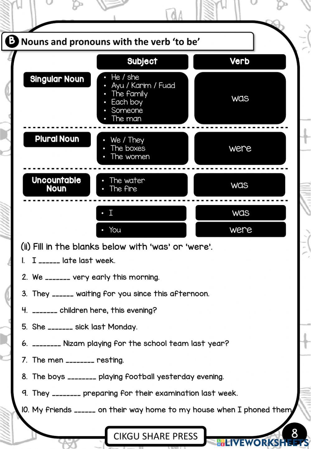 Subject verb agreement set 1