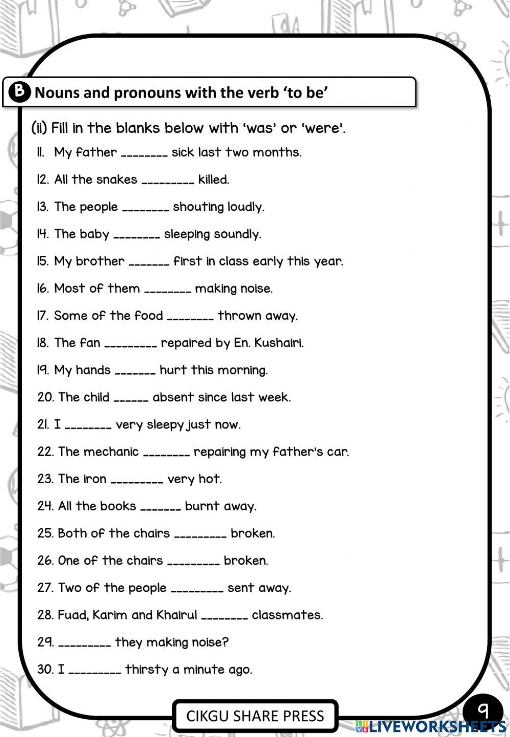 Subject verb agreement set 1