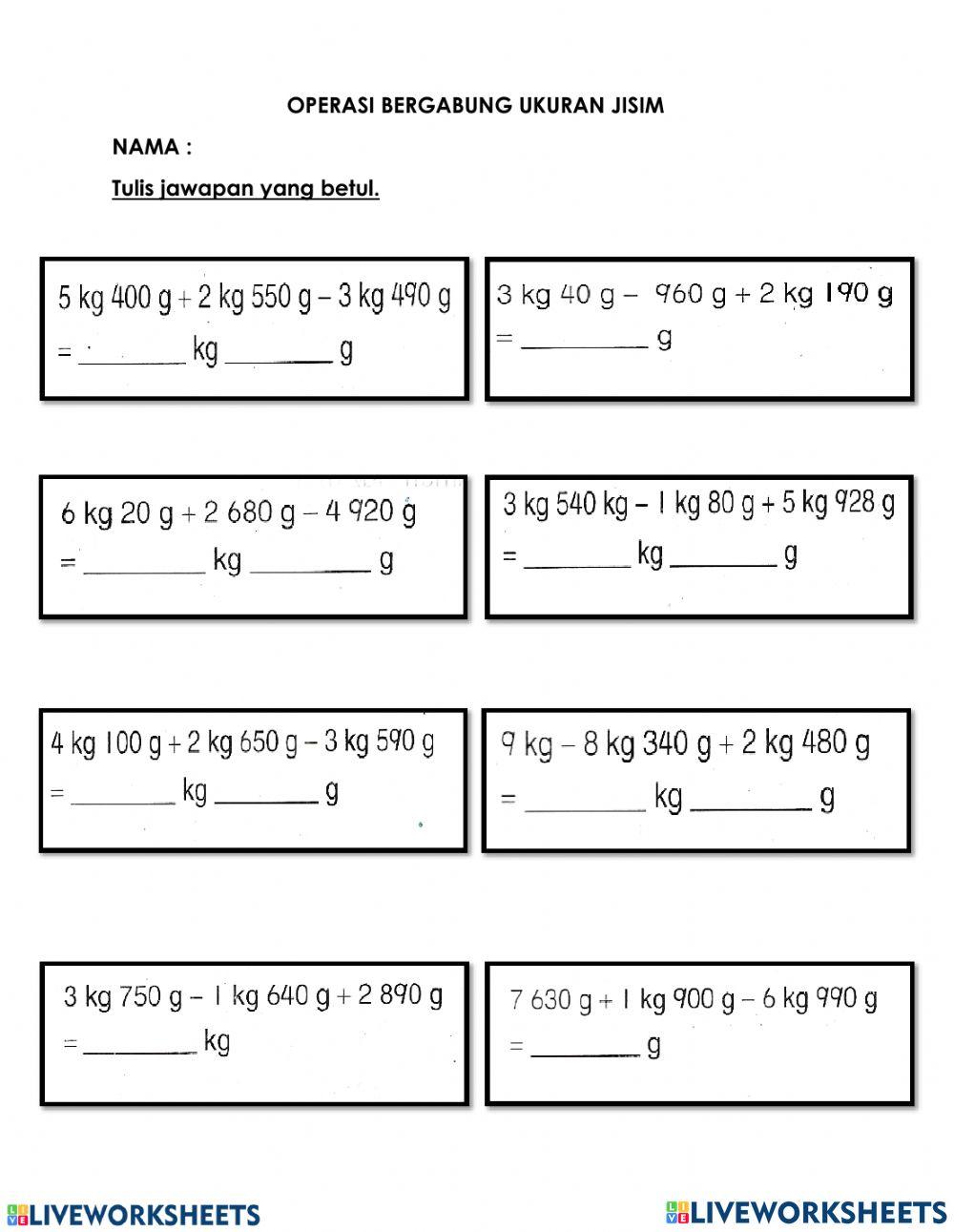 Matematik Tahun 5 - Tambah dan Tolak Jisim