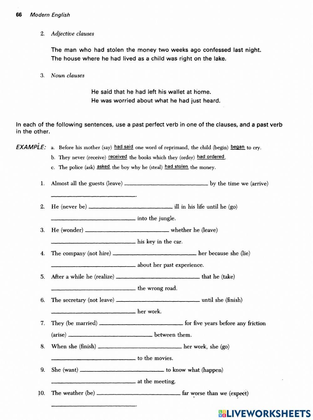 Verbs 3 (Perfect Tenses)