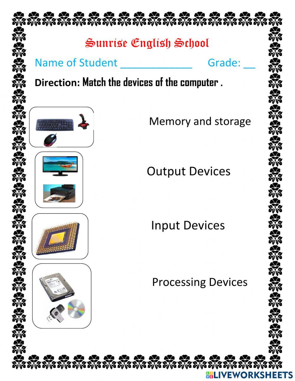 DEvices of computer worksheet | Live Worksheets