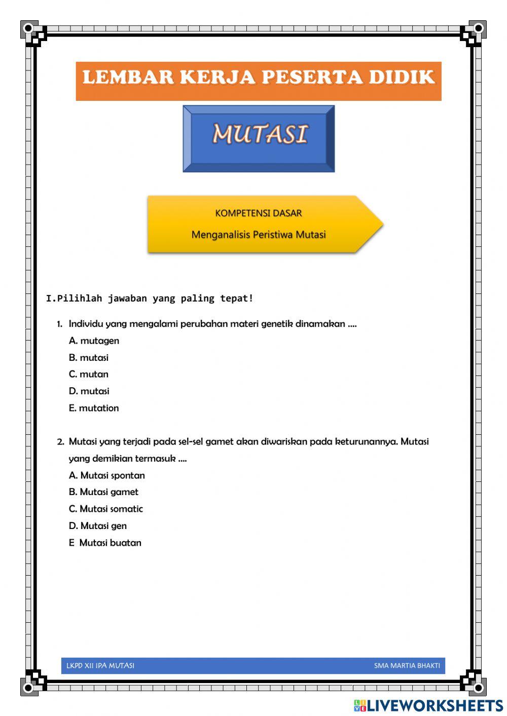 MUTASI KELAS XII IPA