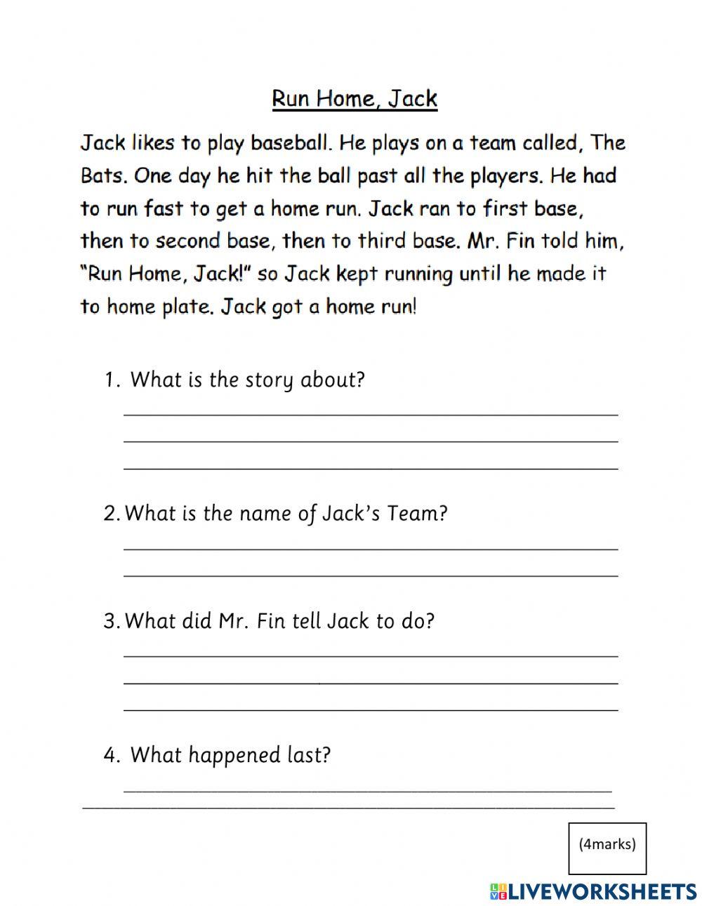 Standard 1 Comprehension Test(Miss A)