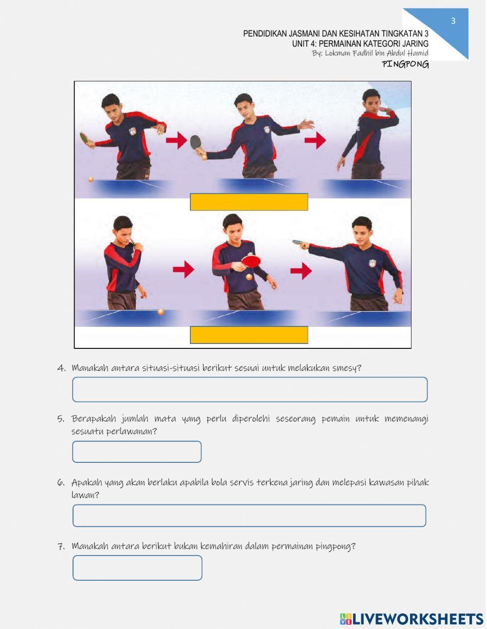 PJK Tingkatan 3: Permainan Kategori Jaring - Pingpong PJK Tingkatan 3: Permainan Kategori Jaring - Pingpong