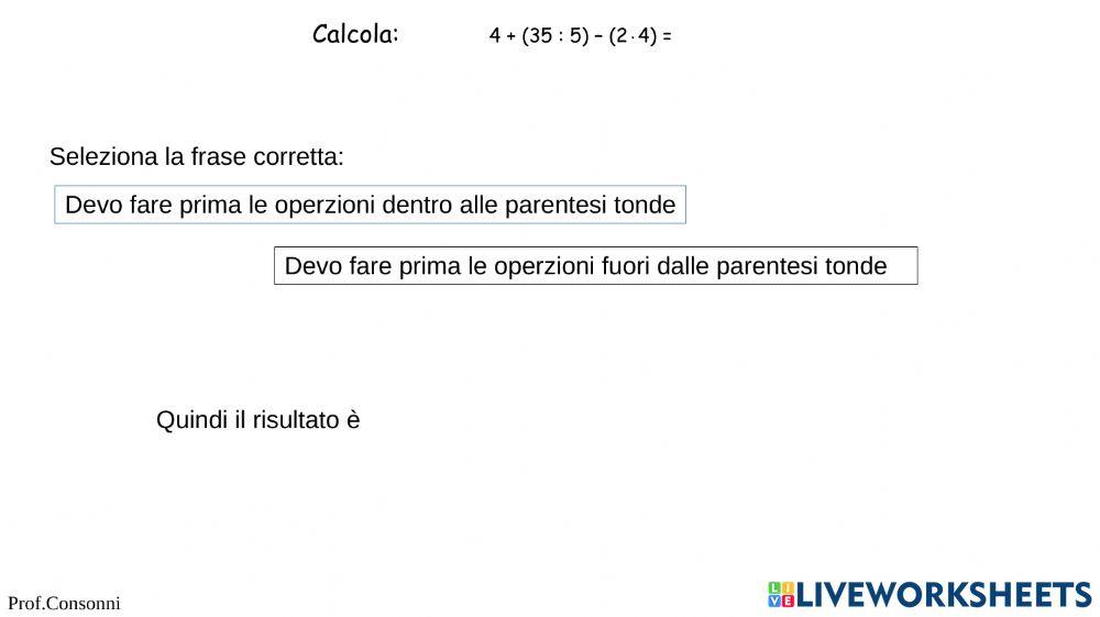 Prima parte -  ESPRESSIONI E PROBLEMI