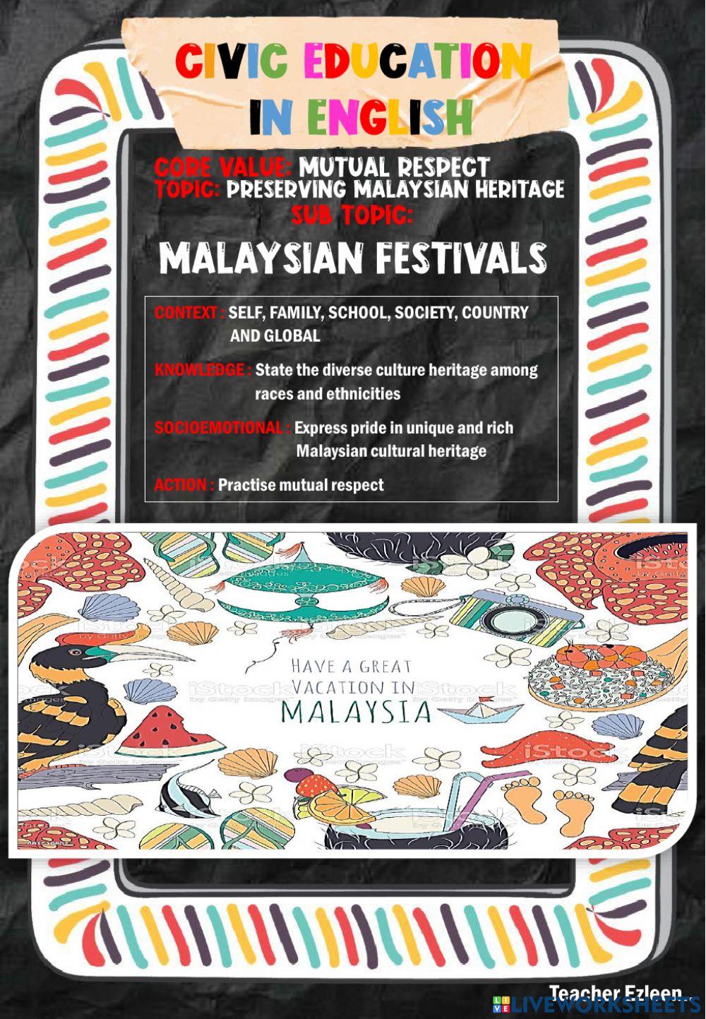 Civic Education (Mutual Respect: Persevering Malaysian Heritage-FESTIVAL)