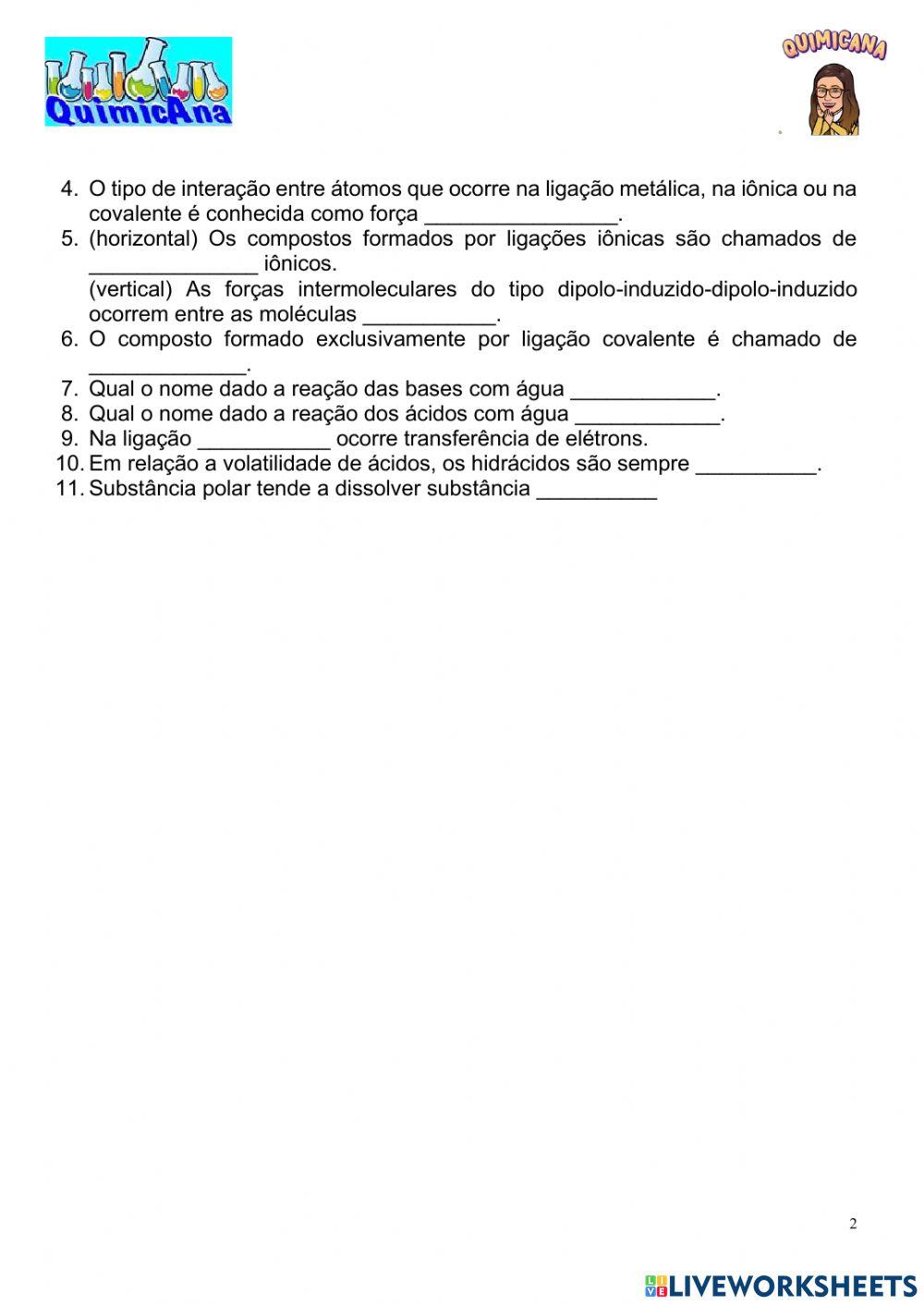 Cruzadinha da Química