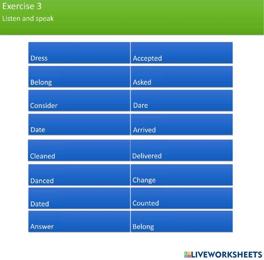 verbbos regulares los mas usuales (A-D)