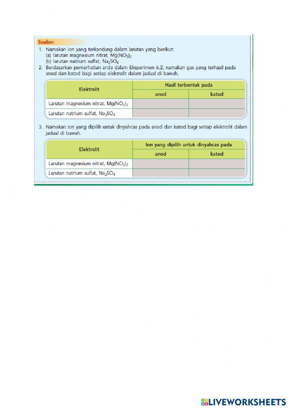 Elektrolit eksperimen 6.2(BUKU TEKS 184-186)