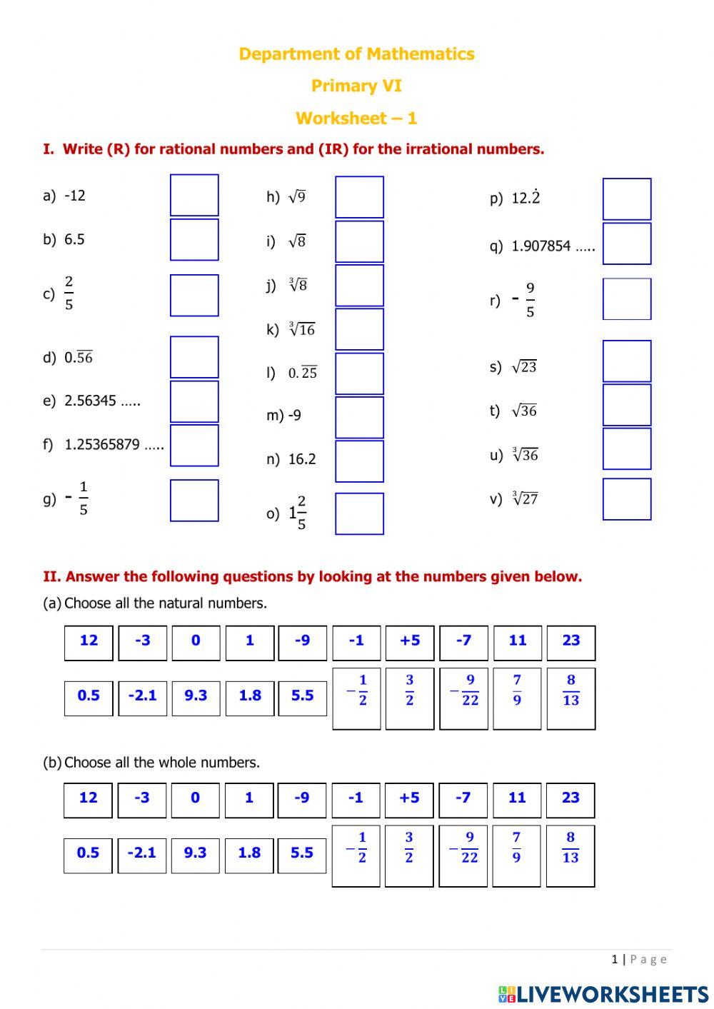 Types of Numbers