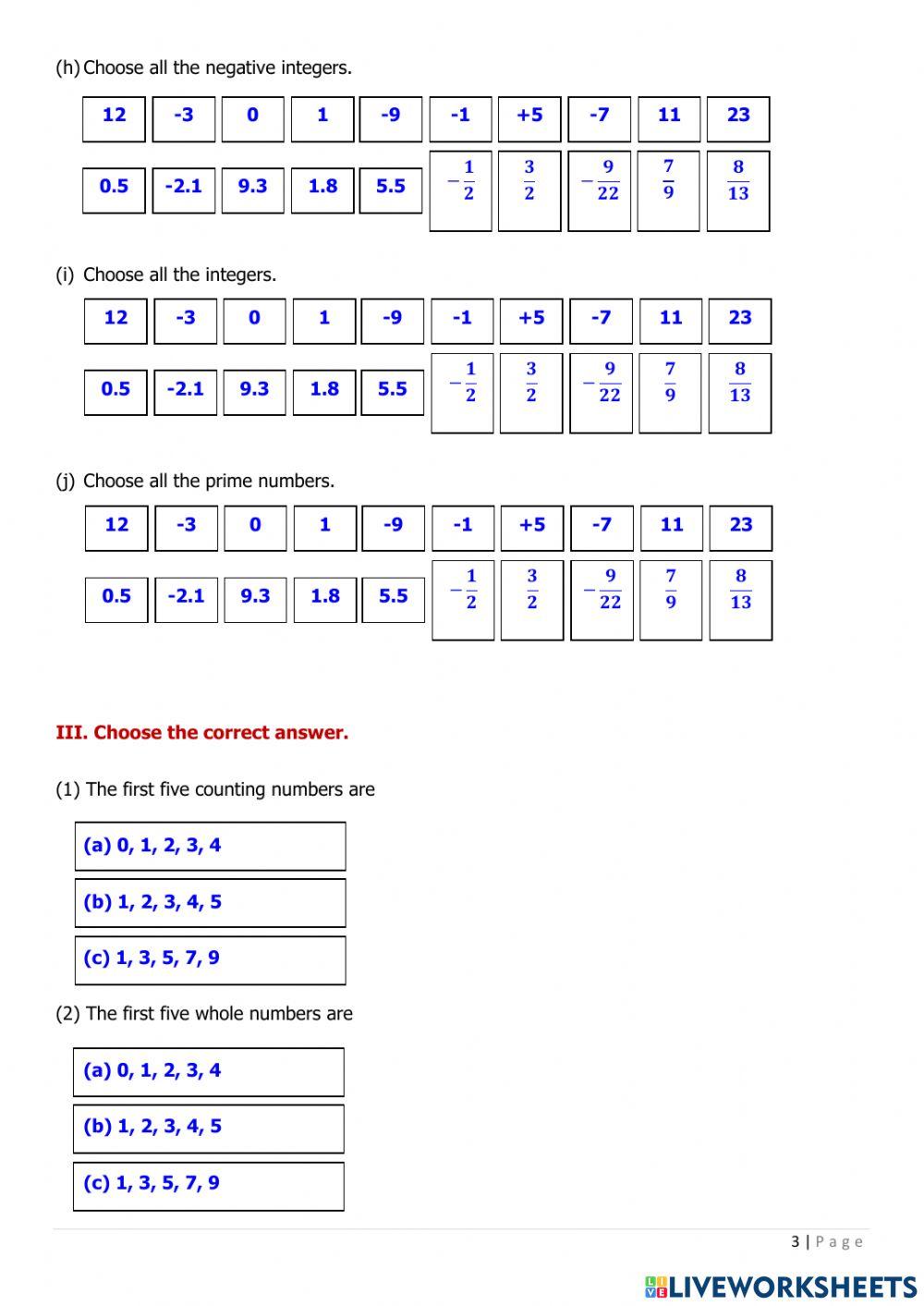 Types of Numbers