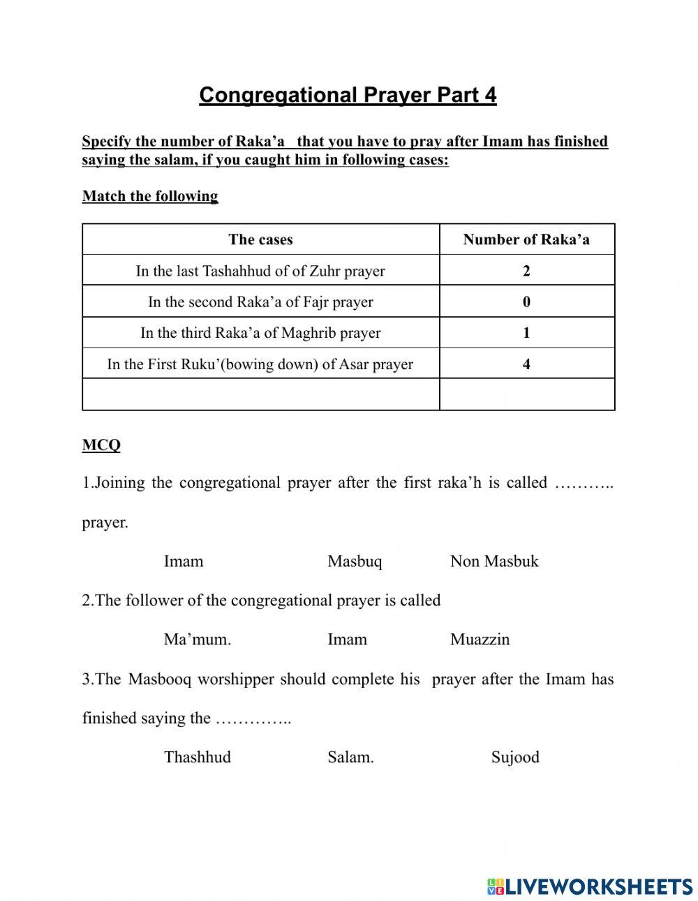 Congregational prayer part 4