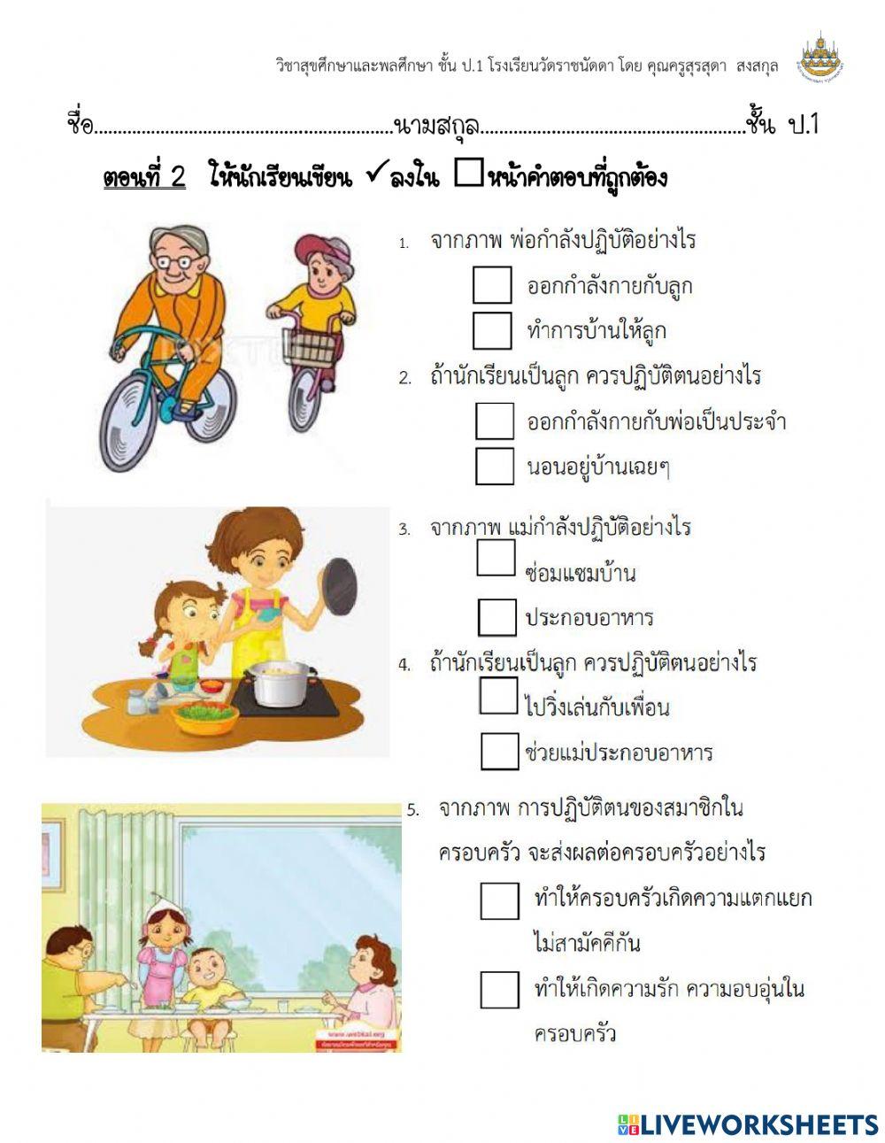 สมาชิกในครอบครัวและความสัมพันธ์ในครอบครัว