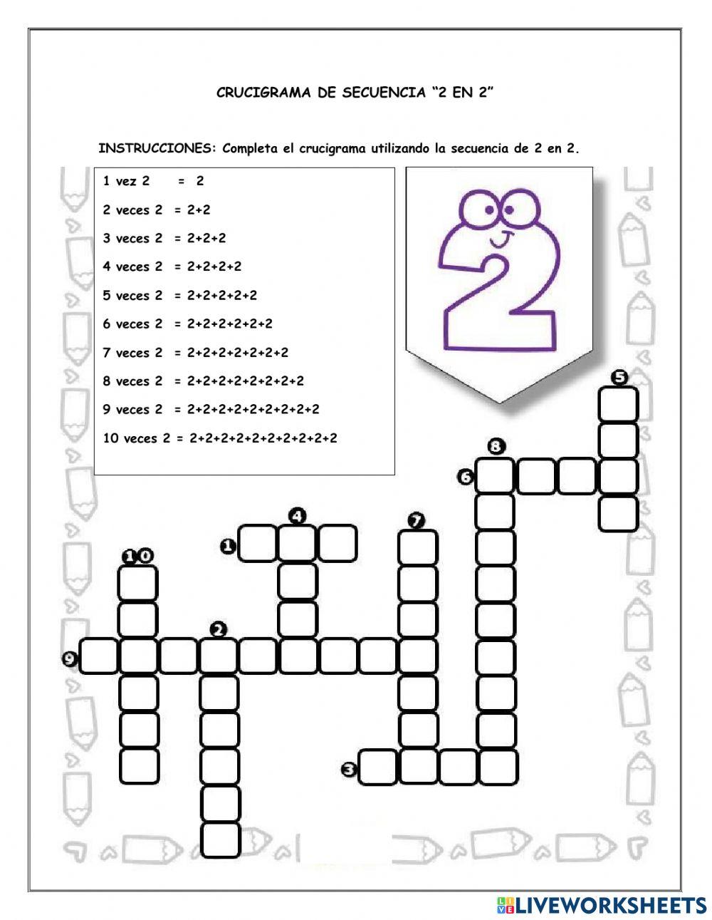 Crucigrama -secuencias 2 en 2-