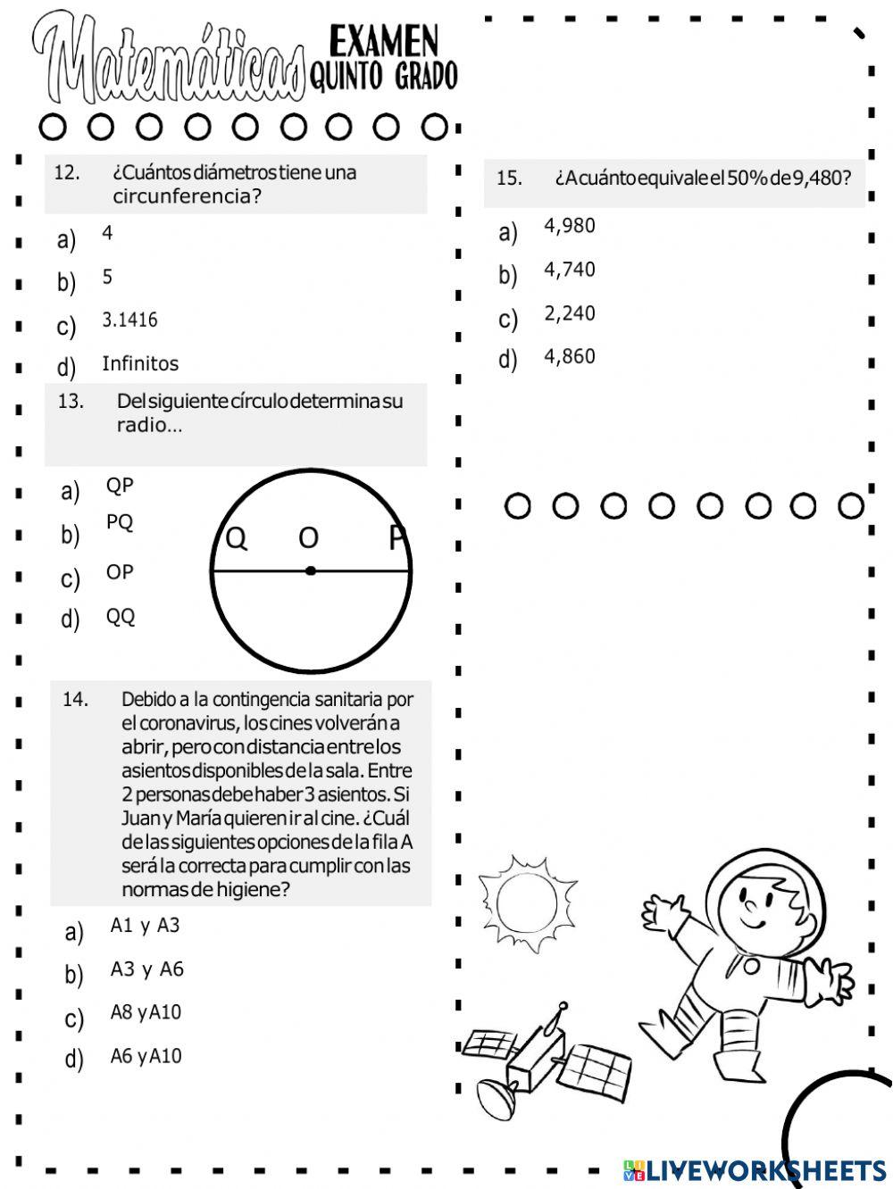 Examen de matemáticas