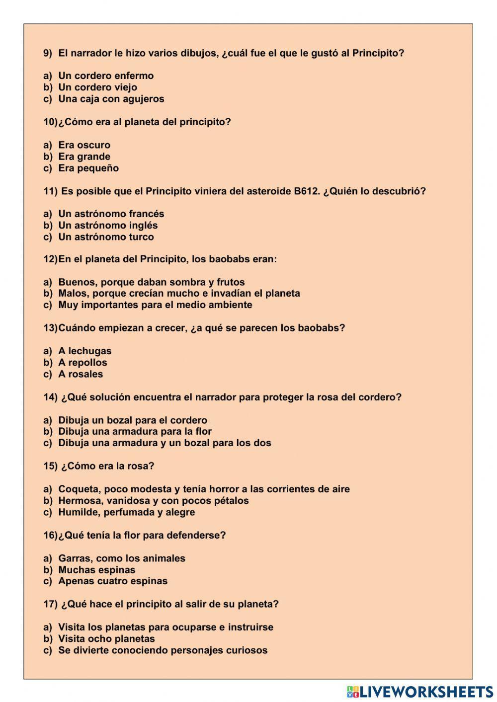 Evaluación del libro -El Principito