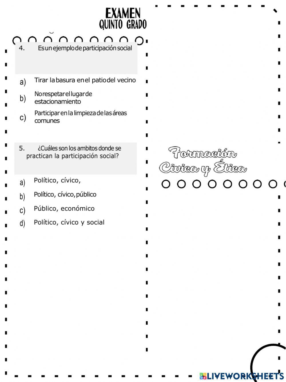 Examen de Formación Cívica y Ética