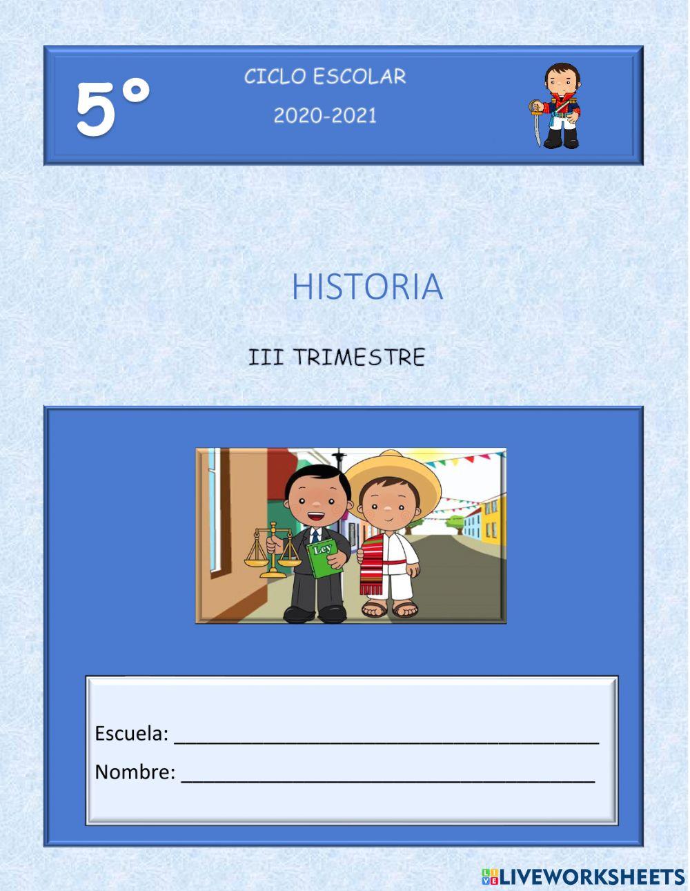 Evaluación tercer trimestre 5° historia
