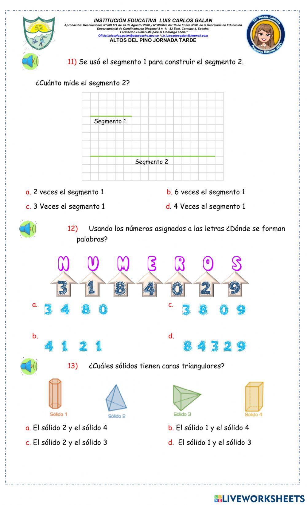 Evaluación de Matemáticas