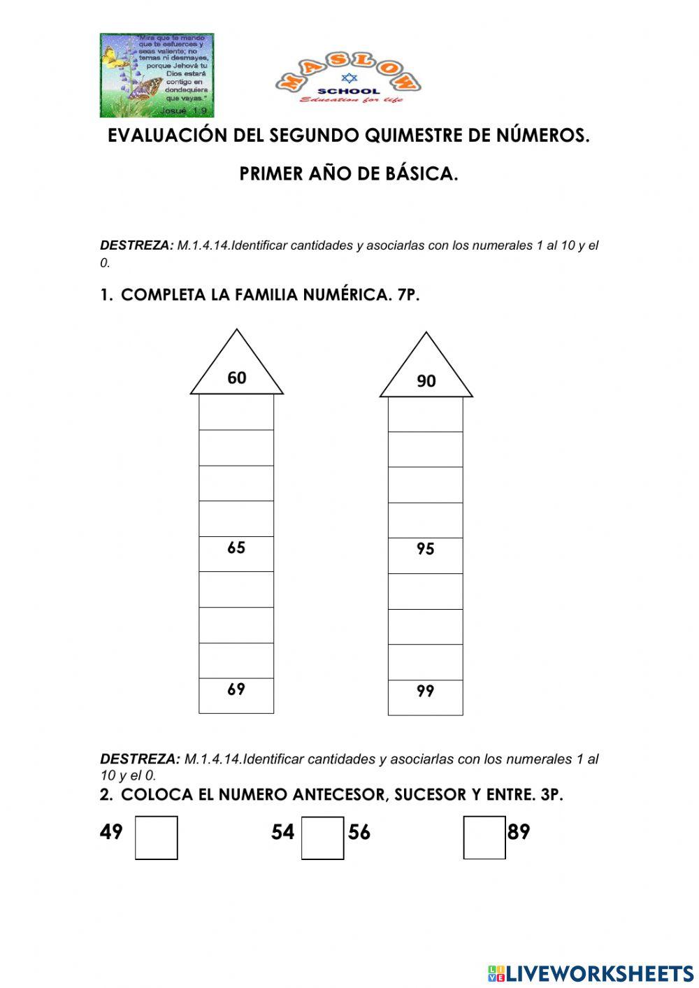Números evaluación