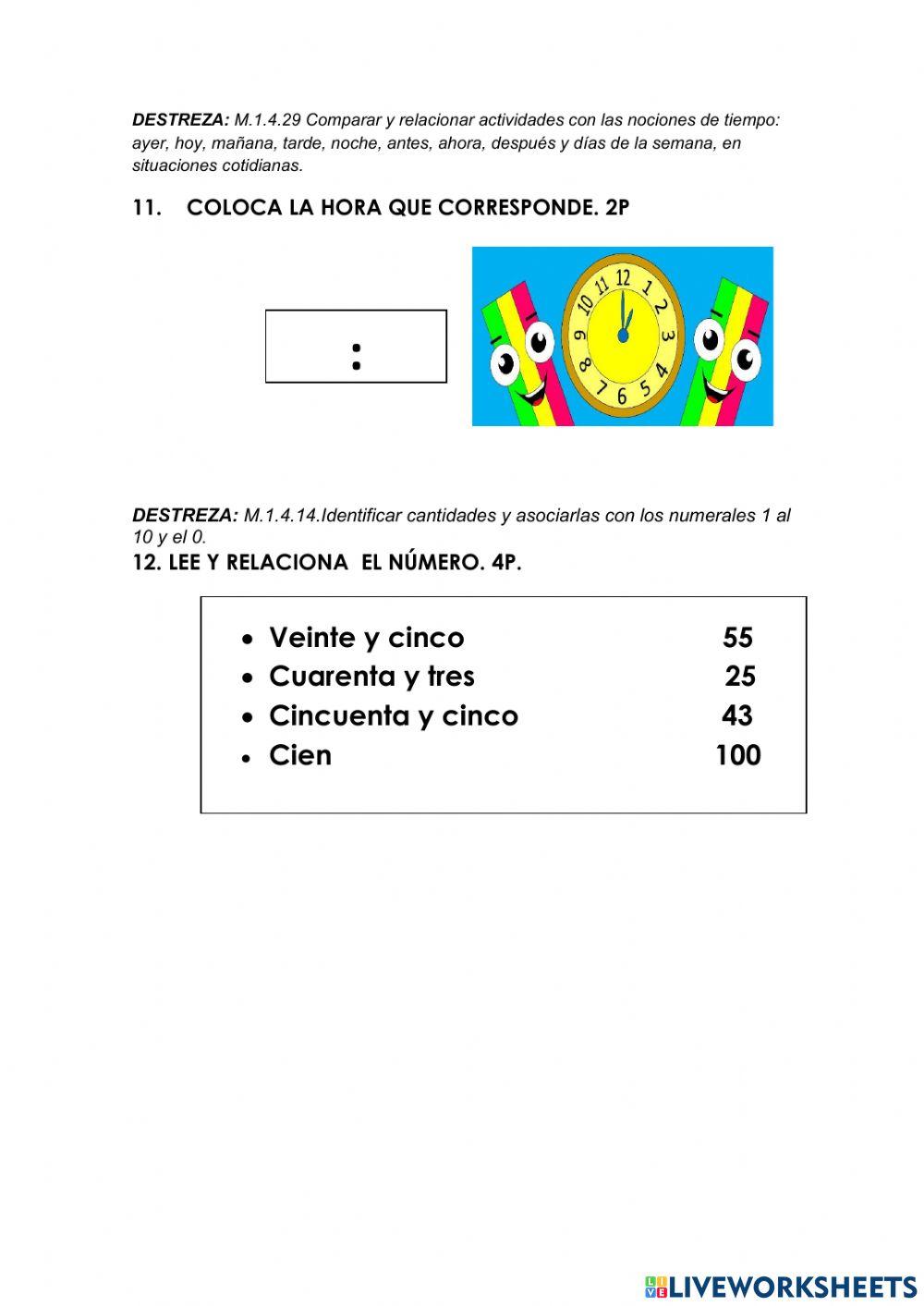 Números evaluación