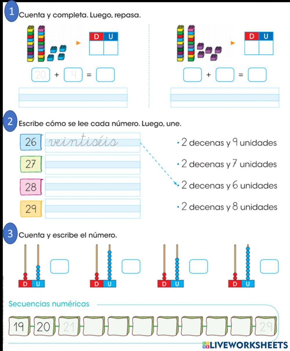 Números hasta el 29